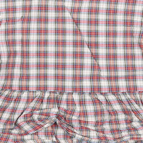 NEXT Girls Multicoloured Plaid Cotton Basic Button-Up Size 7 Years Round Neck Button