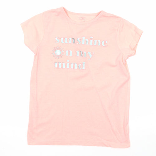 Primark Girls Pink Polyester Basic T-Shirt Size 10-11 Years Round Neck Pullover - Sunshine On My Mind