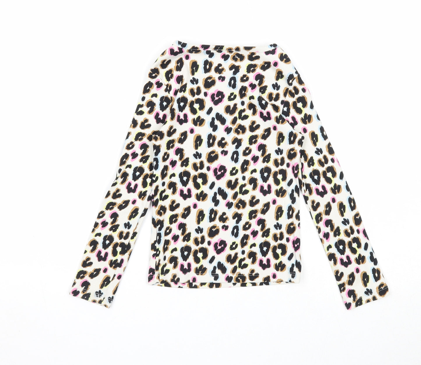 NEXT Girls Multicoloured Animal Print Cotton Basic T-Shirt Size 5 Years Round Neck Pullover - Leopard Pattern