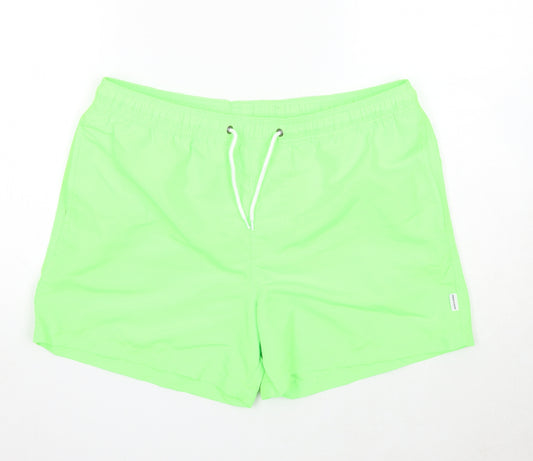 JACK & JONES Mens Green Polyester Sweat Shorts Size L Regular Drawstring - Swim Shorts