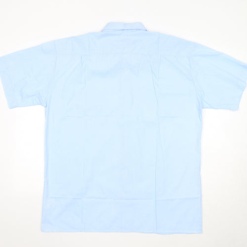 Zero Mens Blue Polyester Button-Up Size XL Collared Button