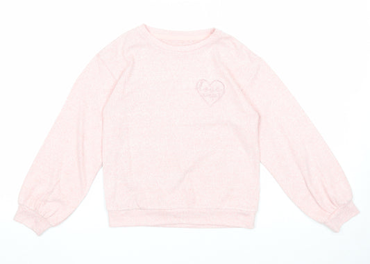 F&F Girls Pink Polyester Pullover Sweatshirt Size 7-8 Years Pullover - Love