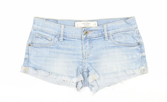 Abercrombie & Fitch Womens Blue Cotton Hot Pants Shorts Size 26 in Regular Zip