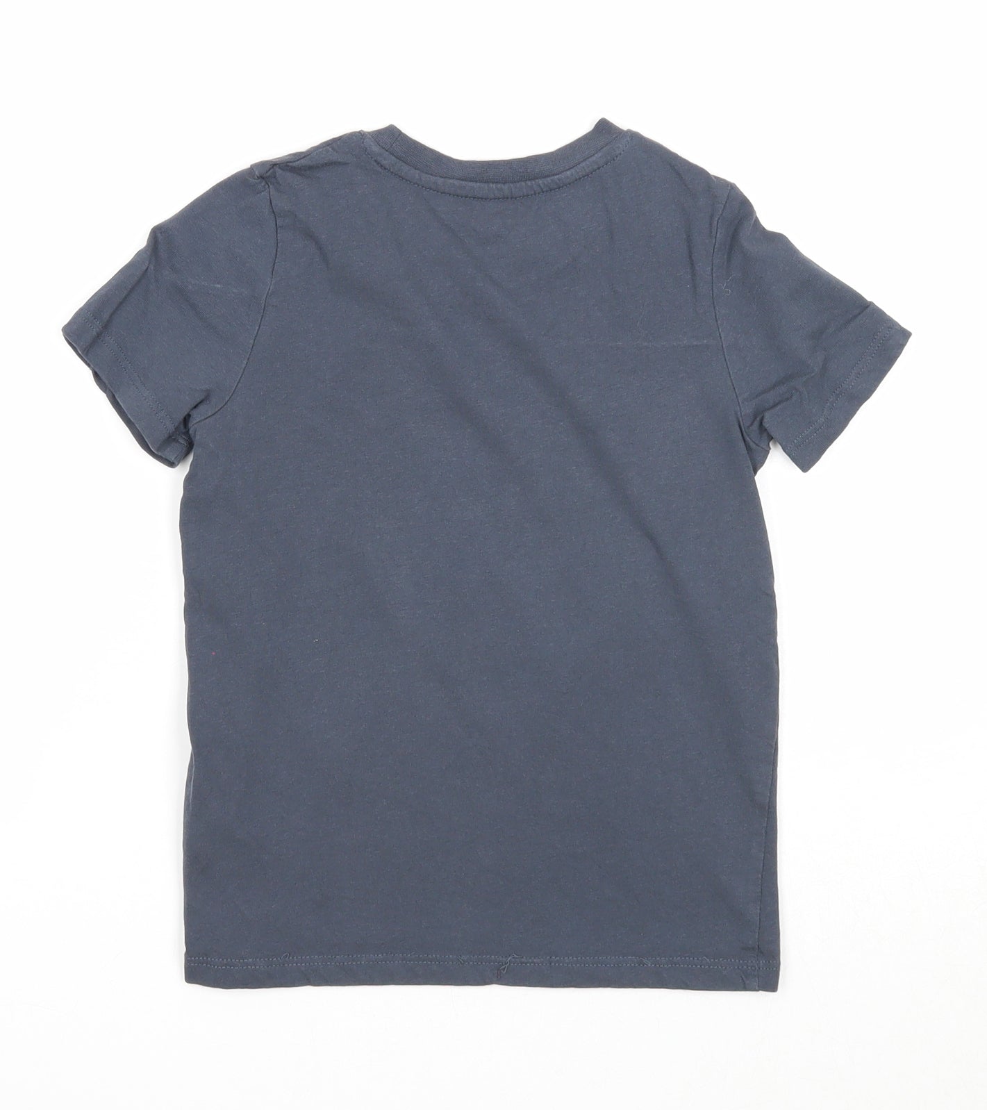 Preworn Boys Blue Cotton Basic T-Shirt Size 6 Years Round Neck Pullover - 84 USA Flag