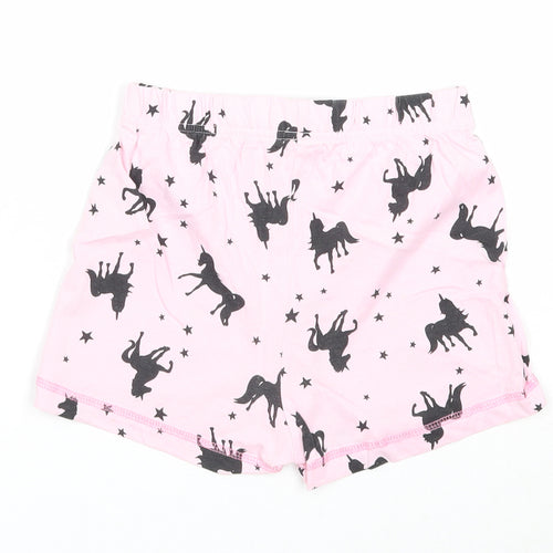 Preworn Girls Pink Geometric Cotton Sweat Shorts Size 10 Years Regular - Unicorn Pattern
