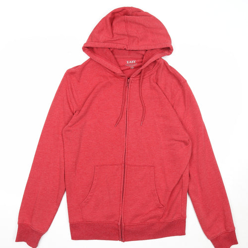 Easy Mens Red Cotton Full Zip Hoodie Size M