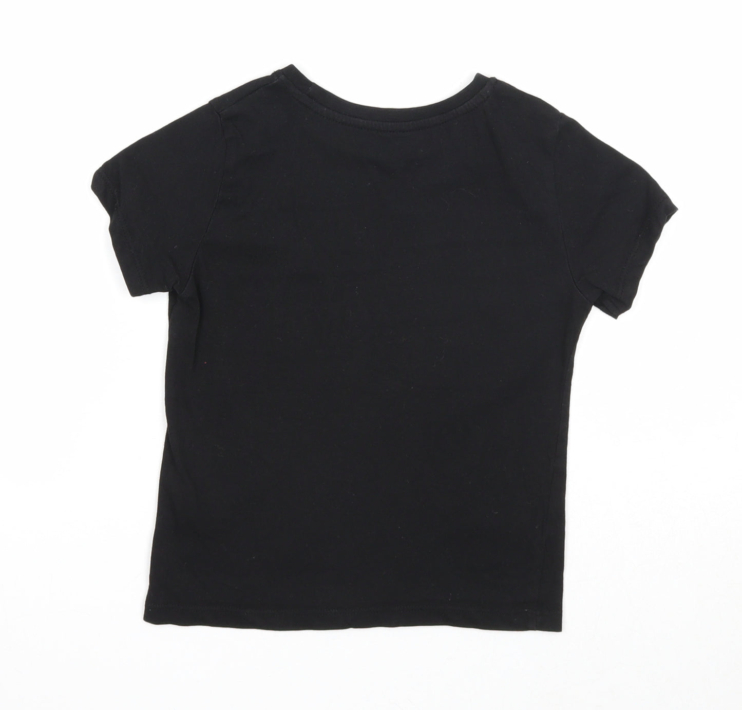 Primark Girls Black Cotton Basic T-Shirt Size 3-4 Years Round Neck Pullover - Epic