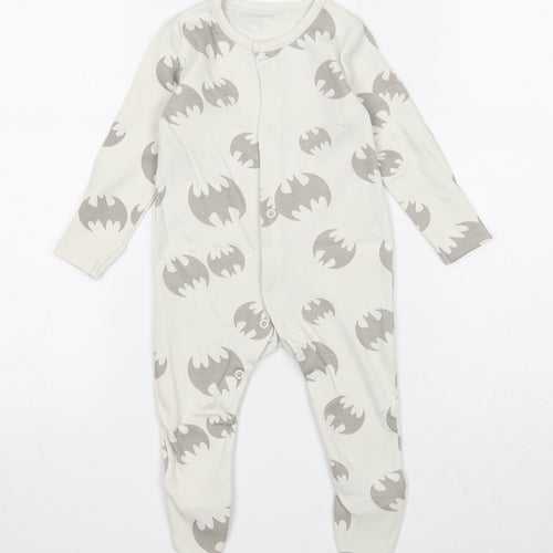 George Boys Ivory Geometric Cotton Babygrow One-Piece Size 3-6 Months Snap - Sleepsuit, Batman