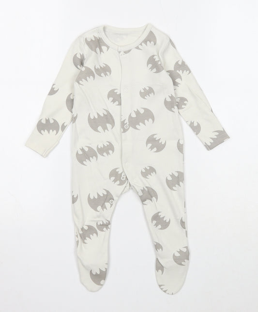 George Boys Ivory Geometric Cotton Babygrow One-Piece Size 3-6 Months Snap - Sleepsuit, Batman