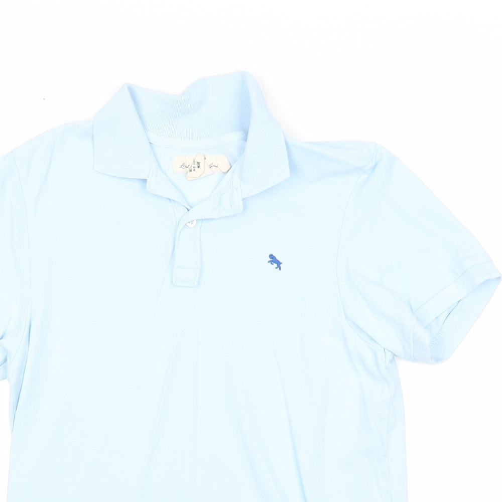H&M Boys Blue Cotton Basic Polo Size 13-14 Years Collared Button