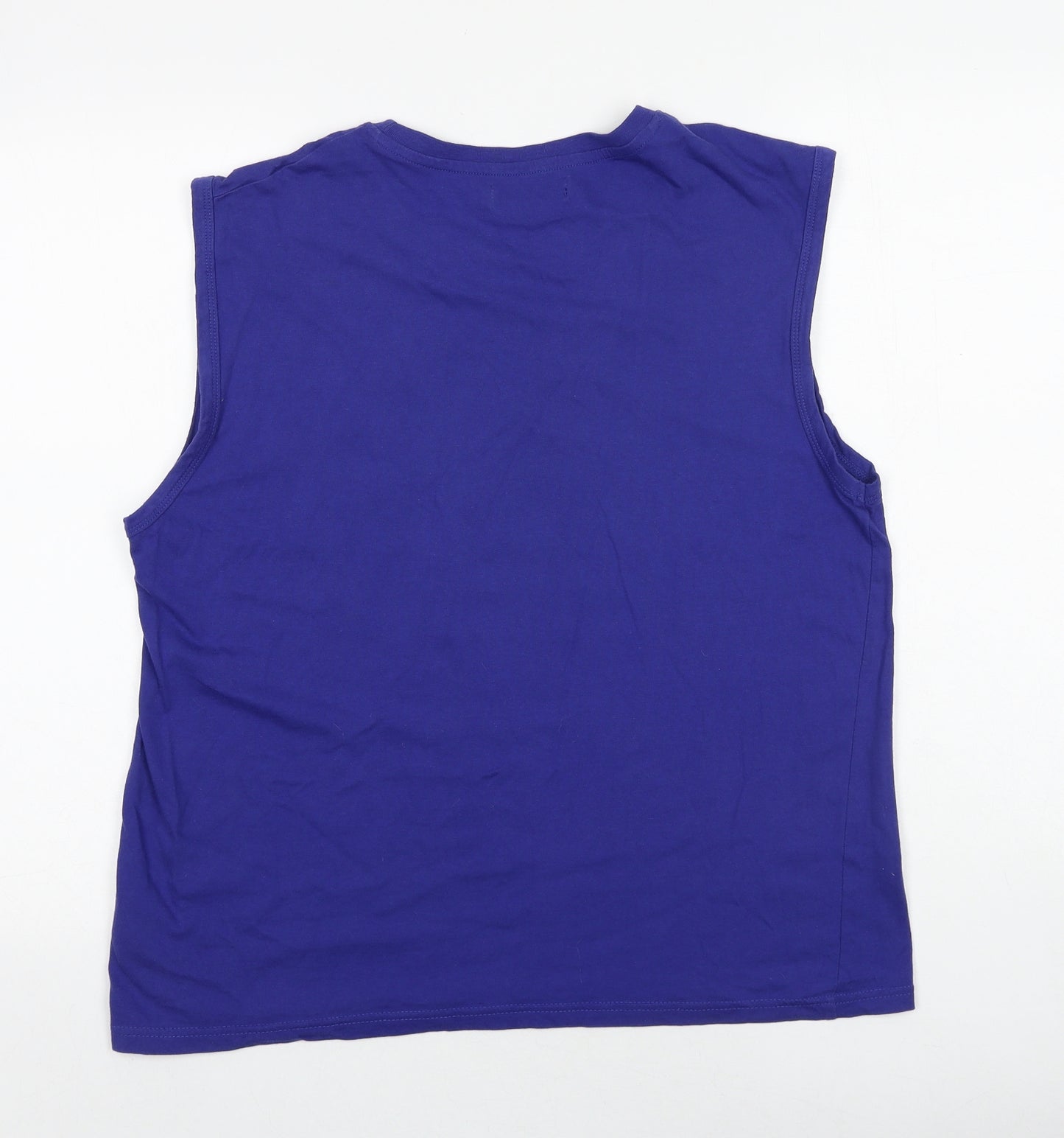 Pierre Cardin Mens Purple Cotton T-Shirt Size L Round Neck