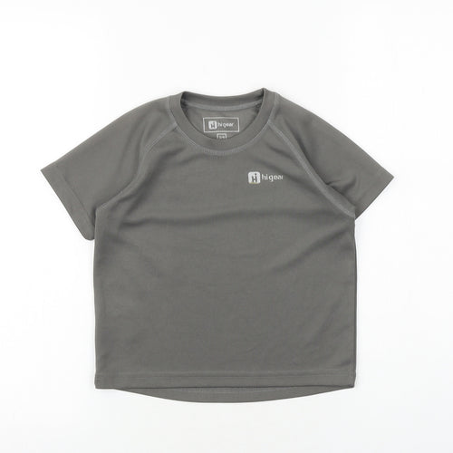 Hi Gear Boys Grey Polyester Basic T-Shirt Size 3-4 Years Round Neck Pullover