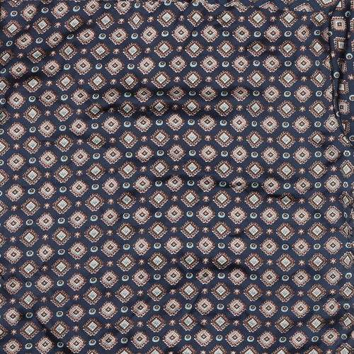 Burton Mens Blue Geometric Polyester Button-Up Size S Collared Button