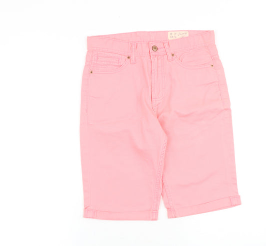 Denim & Co. Womens Pink Cotton Bermuda Shorts Size 30 in Regular Zip