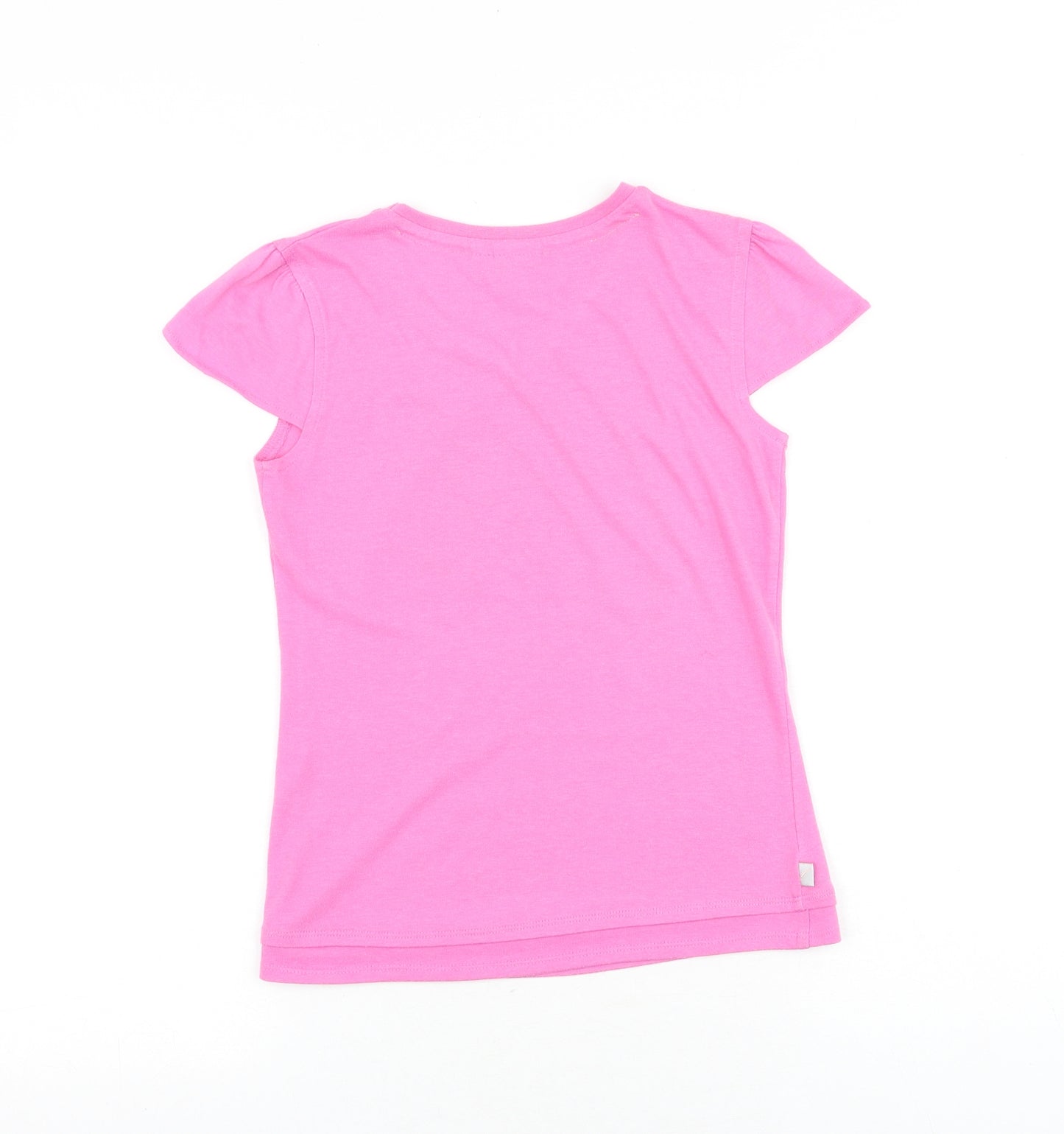 LA Gear Girls Pink Polyester Basic T-Shirt Size 11-12 Years V-Neck Pullover