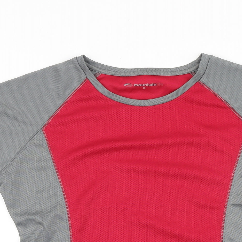 Mountain Life Womens Grey Polyester Basic T-Shirt Size 10 Round Neck