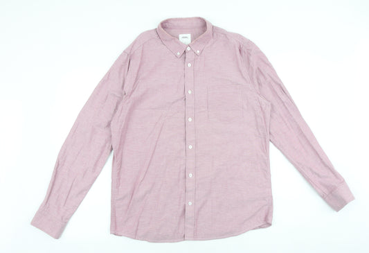 Burton Mens Pink Cotton Button-Up Size L Collared Button