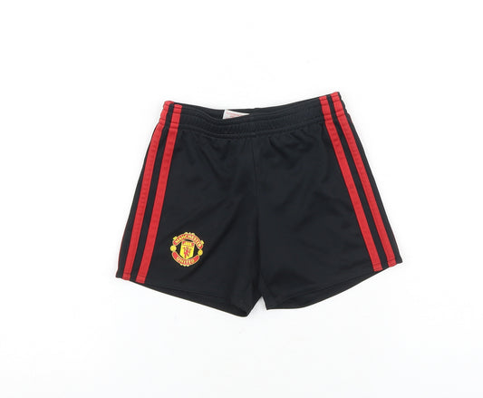 adidas Boys Black Polyester Sweat Shorts Size 2-3 Years Regular - Manchester United