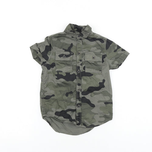 NEXT Boys Green Camouflage 100% Cotton Basic Button-Up Size 3 Years Collared Button