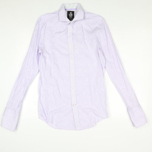 Jeff Banks Mens Purple Geometric 100% Cotton Dress Shirt Size 14.5 Collared Button