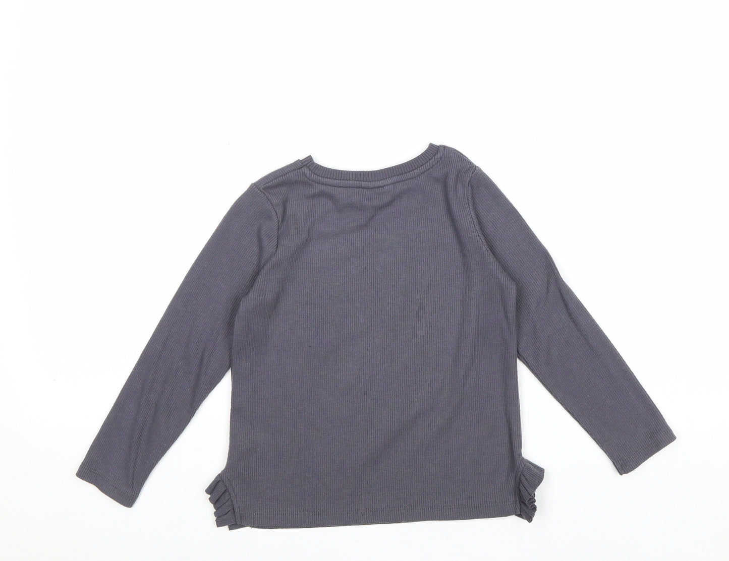 George Girls Grey Polyester Basic T-Shirt Size 4-5 Years Round Neck Pullover - Minnie Mouse