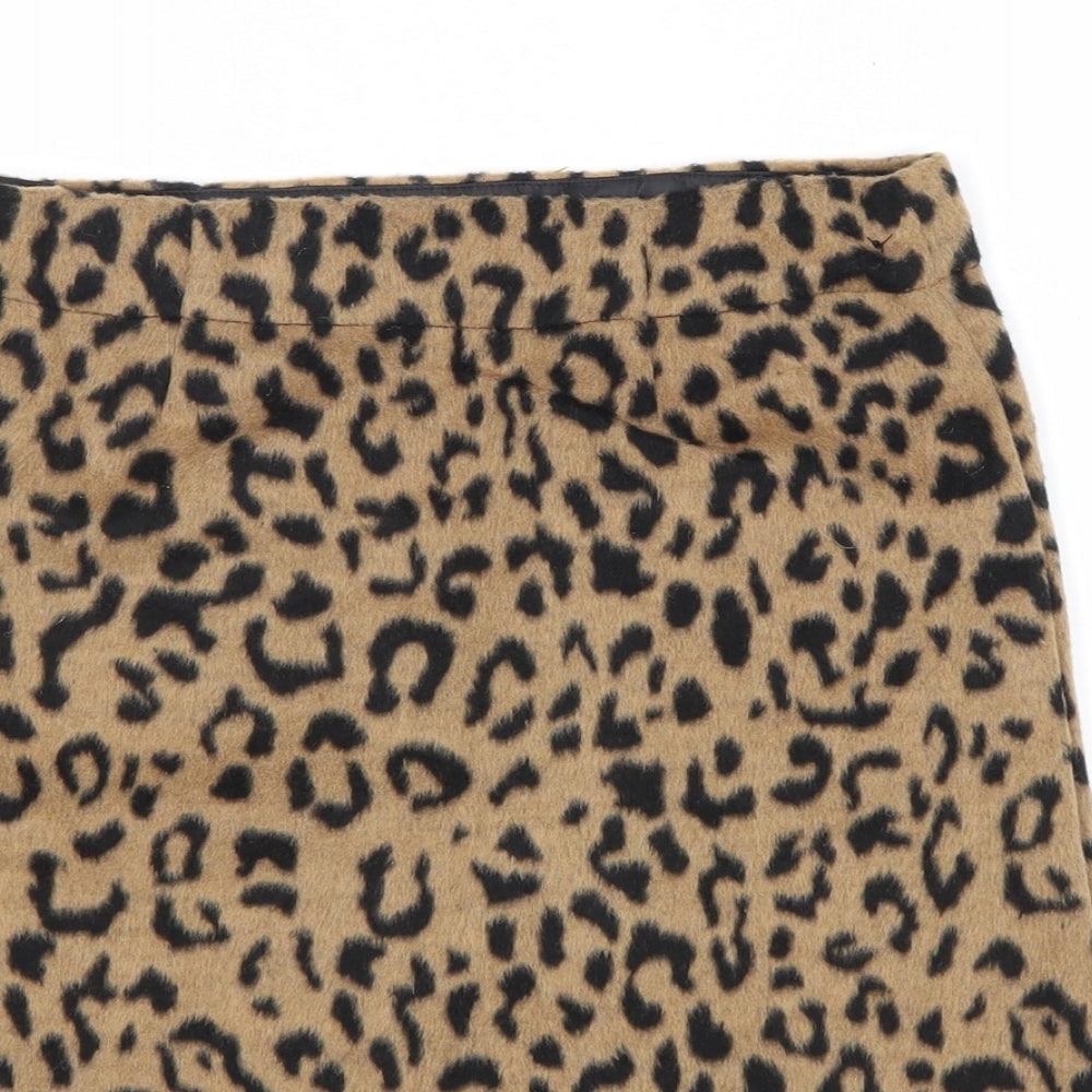TU Girls Brown Animal Print Polyester A-Line Skirt Size 10 Years Regular Pull On - Leopard Print