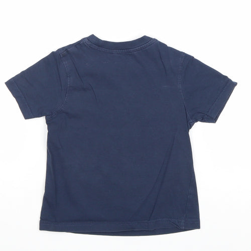 George Boys Blue 100% Cotton Pullover T-Shirt Size 2-3 Years Round Neck Pullover - Welsh Dragon