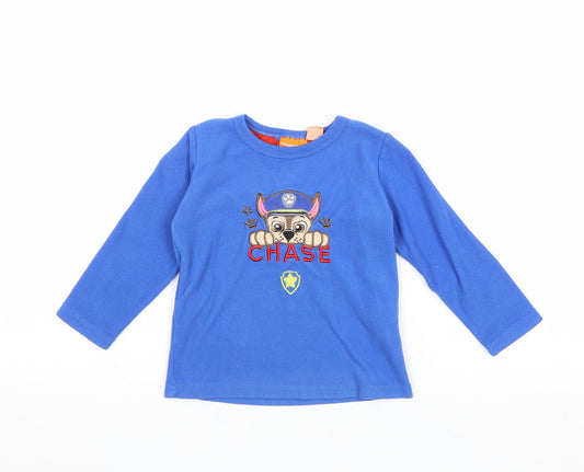 Nickelodeon Boys Blue Polyester Pullover T-Shirt Size 3-4 Years Round Neck Pullover - Chase Paw Patrol