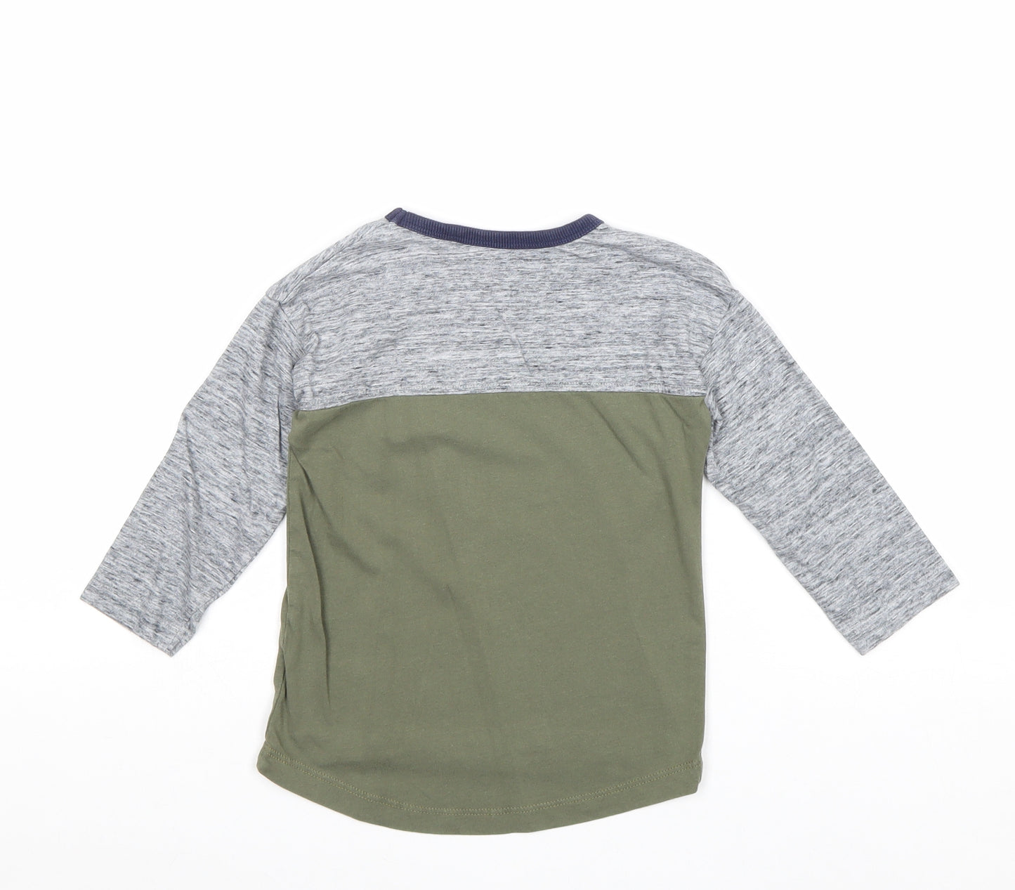 NEXT Boys Green Colourblock 100% Cotton Pullover T-Shirt Size 2-3 Years Round Neck Pullover