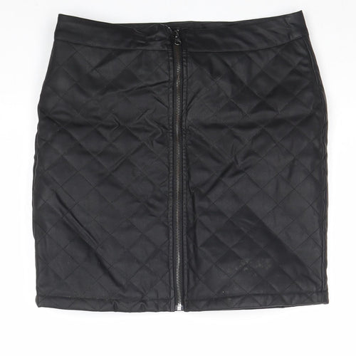 Golddigga Womens Black Polyester Mini Skirt Size 10 Zip