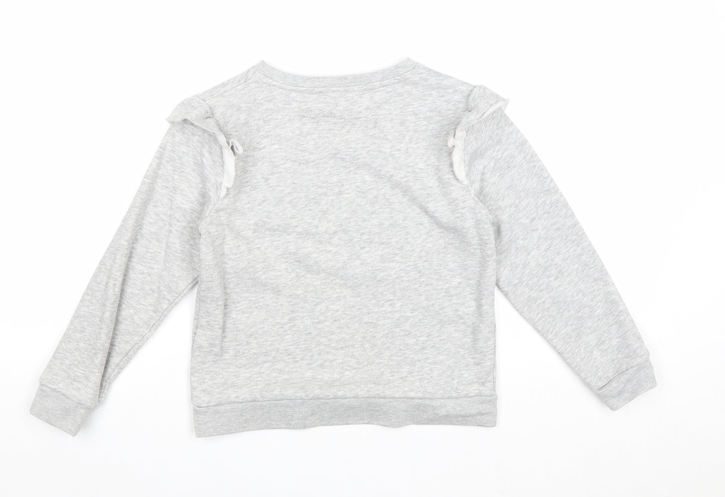 Very Girls Grey Cotton Pullover Sweatshirt Size 8 Years Pullover - Heart