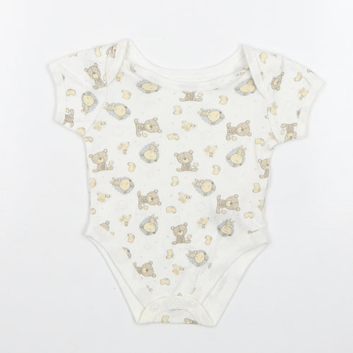 Earlydays Baby White Geometric 100% Cotton Babygrow One-Piece Size 0-3 Months Snap - Teddies