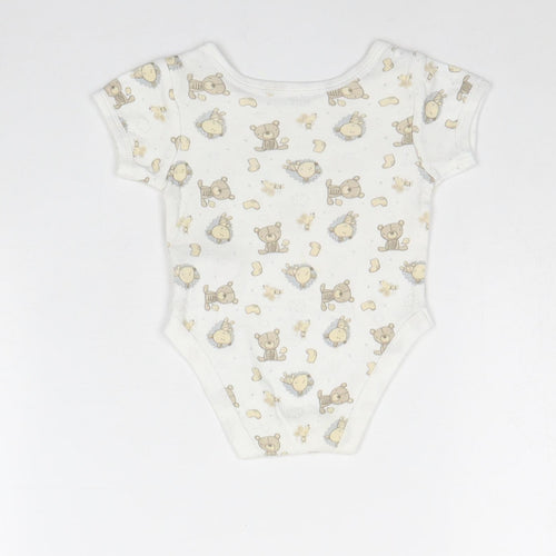 Earlydays Baby White Geometric 100% Cotton Babygrow One-Piece Size 0-3 Months Snap - Teddies