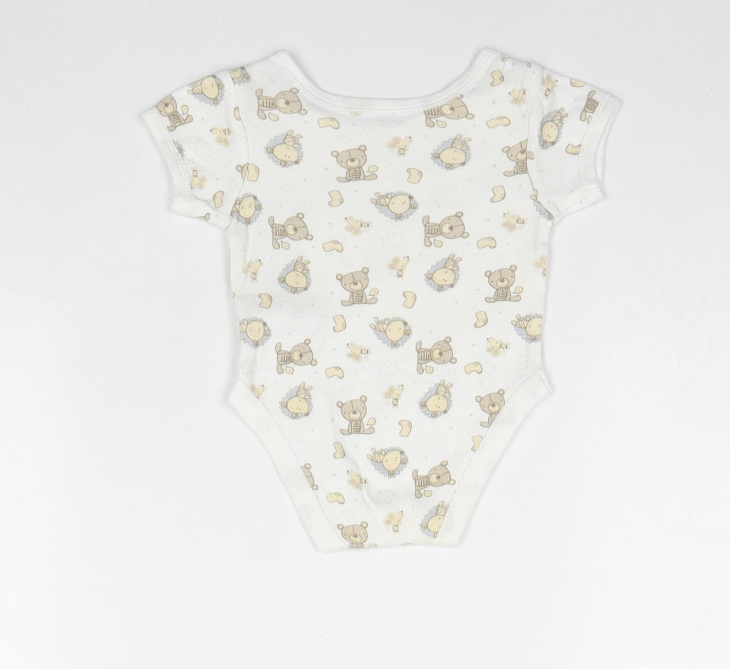 Earlydays Baby White Geometric 100% Cotton Babygrow One-Piece Size 0-3 Months Snap - Teddies