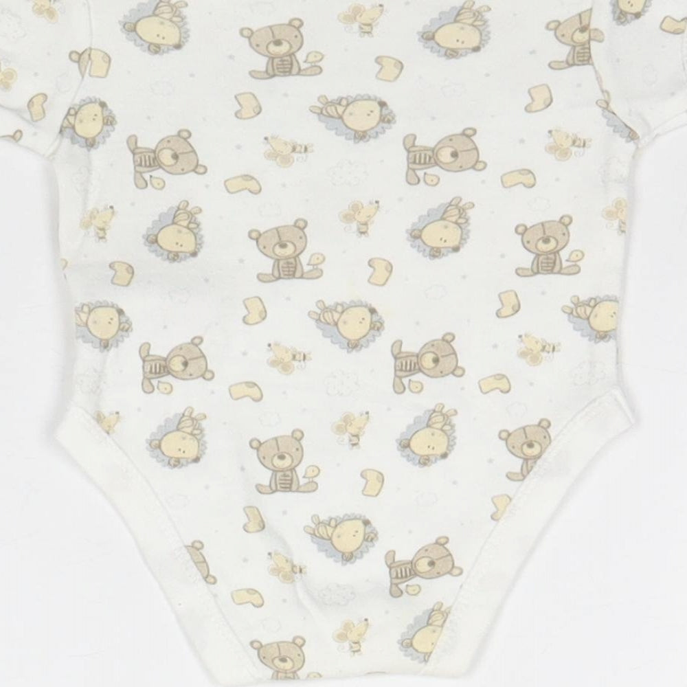 Earlydays Baby White Geometric 100% Cotton Babygrow One-Piece Size 0-3 Months Snap - Teddies