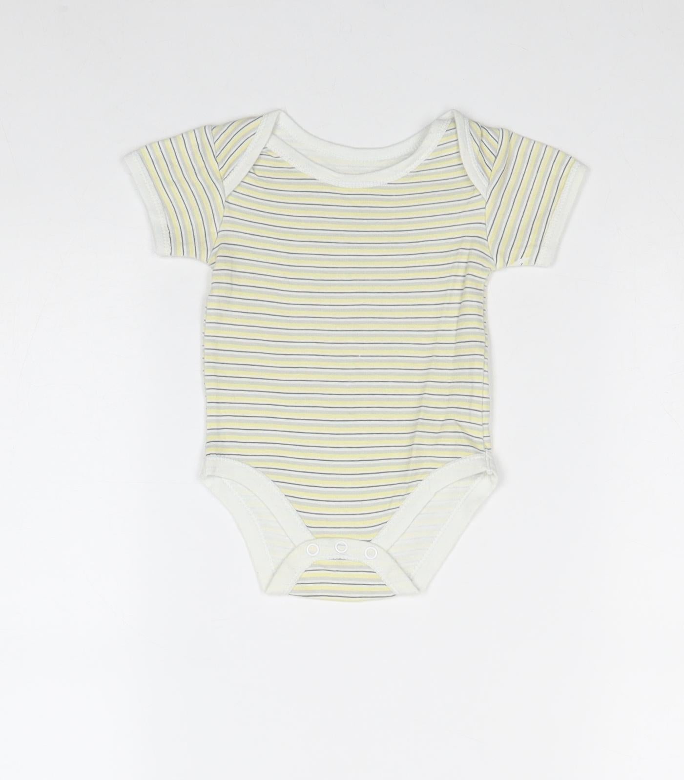 Earlydays Baby Yellow Striped 100% Cotton Babygrow One-Piece Size 3-6 Months Snap