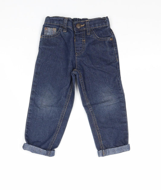 Waga Dude Boys Blue Cotton Straight Jeans Size 2-3 Years Regular Zip