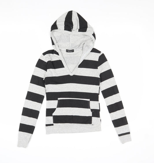 Buzy Collection Girls Black Striped Cotton Pullover Sweatshirt Size S Pullover - Size S-M