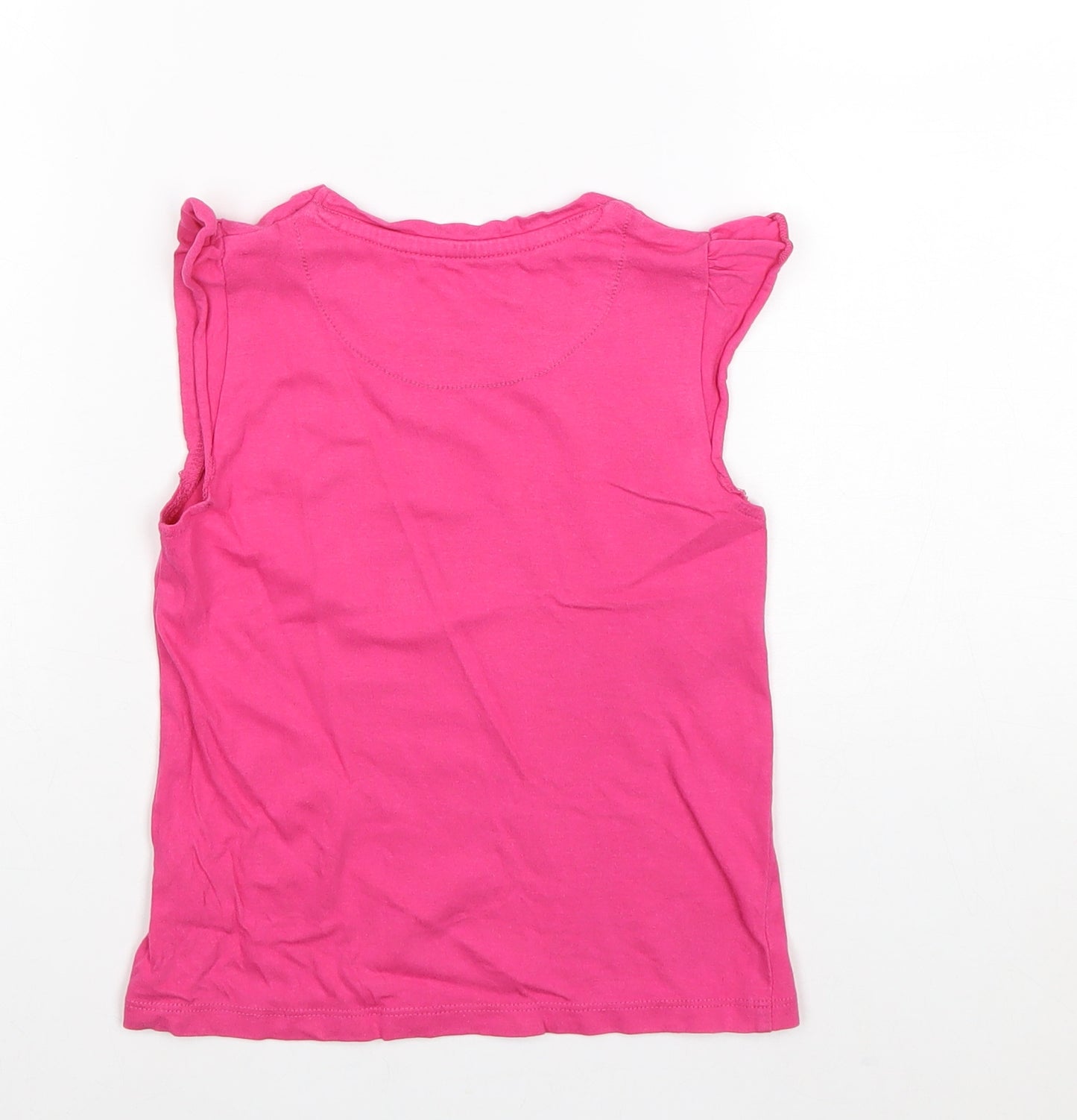John Lewis Girls Pink 100% Cotton Basic Tank Size 6 Years Round Neck Pullover