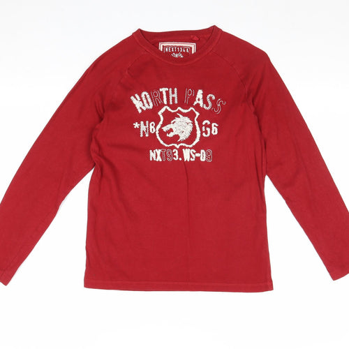 NEXT Boys Red 100% Cotton Pullover T-Shirt Size 10 Years Round Neck Pullover - North Pass