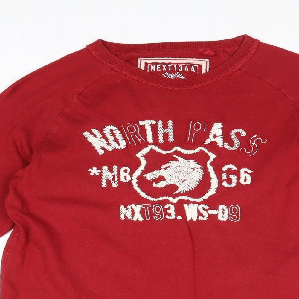 NEXT Boys Red 100% Cotton Pullover T-Shirt Size 10 Years Round Neck Pullover - North Pass