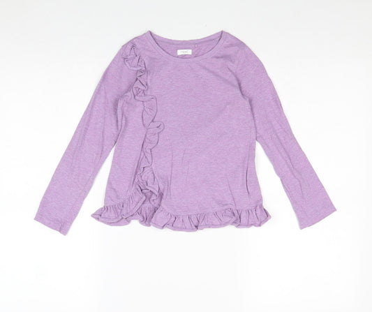 NEXT Girls Purple 100% Cotton Basic T-Shirt Size 6 Years Round Neck Pullover