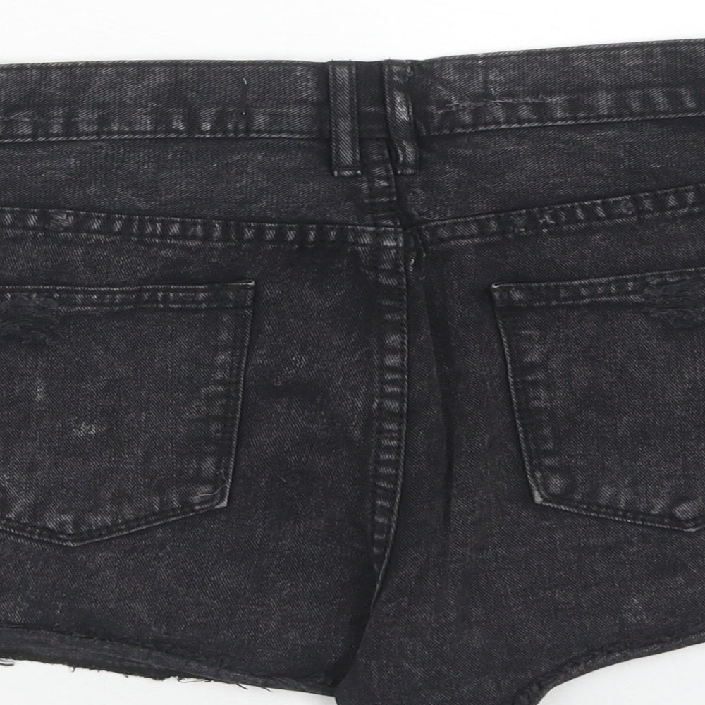 Denim & Co. Womens Black Cotton Cut-Off Shorts Size 10 Regular Zip