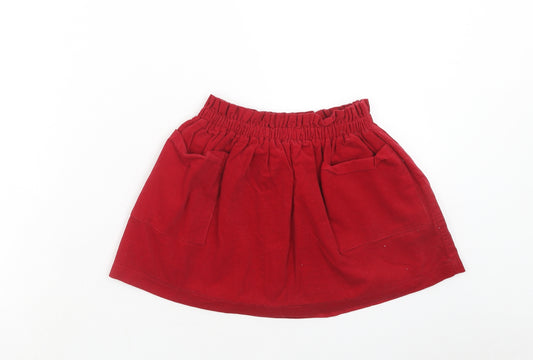 Nutmeg Girls Red Cotton A-Line Skirt Size 5-6 Years Regular Pull On