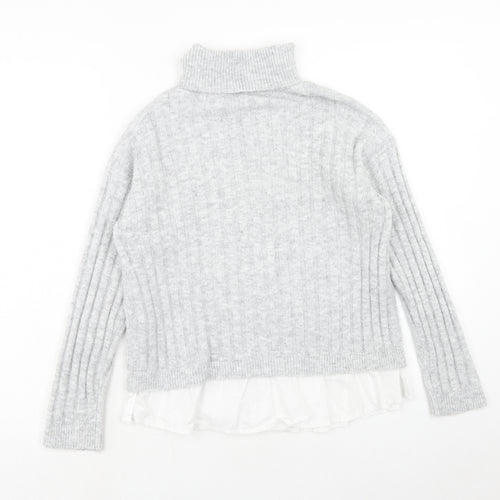 Primark Girls Grey Roll Neck Polyester Pullover Jumper Size 11-12 Years Pullover