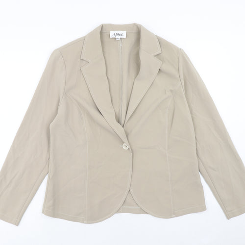 Afibel Womens Beige Polyester Jacket Blazer Size 14