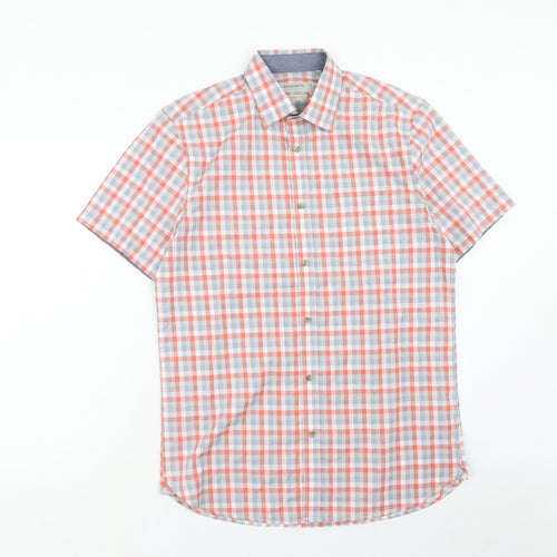 Haworth Mens Red Plaid Cotton Button-Up Size M Collared Button