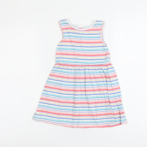E-vie Girls Multicoloured Striped Cotton Tank Dress Size 3-4 Years Round Neck Pullover