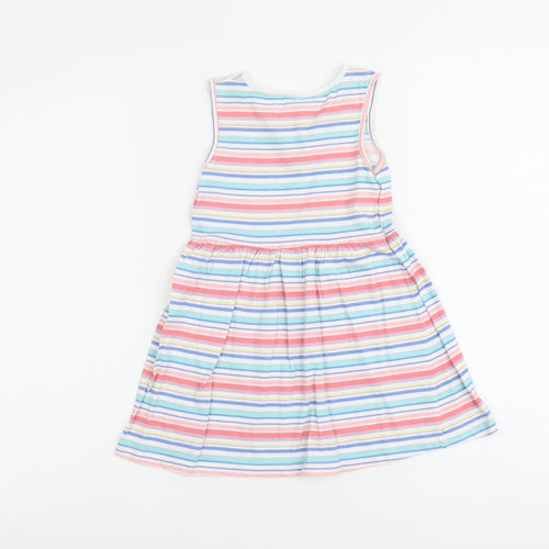 E-vie Girls Multicoloured Striped Cotton Tank Dress Size 3-4 Years Round Neck Pullover