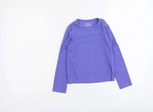 NEXT Girls Purple Cotton Basic T-Shirt Size 5-6 Years Round Neck Pullover